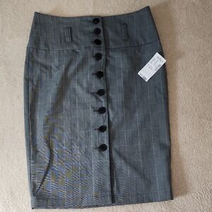 Mandee Gray Button-Front Pencil Skirt